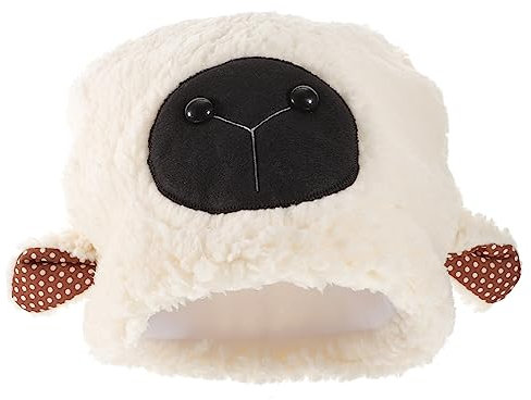 Abaodam Hut mit Lammohren pelzige Ohren tierische Ohren Ziege Kappen Fuchsohren tiermütze weihnachtsmannmützen Weihnachtsmütze Tierkostümhut Schaf Ohrenkappe Kostümrequisiten Sherpa Weiß