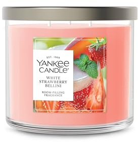 Yankee Candle White Strawberry Bellini Scented Candle, 14.5oz 3-Wick Candle Jar with up to 40 Hours Burn Time, Giftable