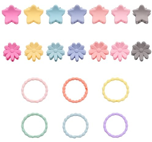 YUYUDEHM 60 PCS Small Flower and Star Hair Clips, Baby Hair Clips Mini Claw Clips, 100 PCS Cute Bands for Women Girls