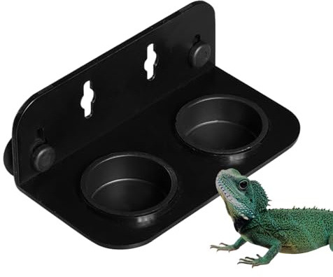 Cuenco de Agua Gecko, Bandeja Doble con Ventosa para Gecko, solución de alimentación de Reptiles fácil de Instalar para Leopardo, Gecko, cangrejos ermitaños, Serpiente