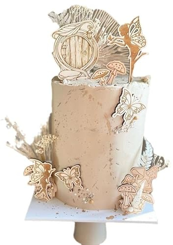 VGRDTW Fairy Cake Decorations, Fairy Birthday Decorations, Fairy Party, 10Pcs Magic Butterfly Mushrooms Cake Toppers for Girls, Castle Garden Theme Party Supplies