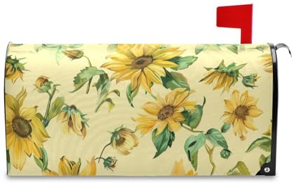 Yoogain Slow Style Girasole Oro Salvia Verde Decorativo Casella Delle Poste Coperture per Pasqua Unico Memorial Day Copertura Della Cassetta Postale Formato Standard per Buzon