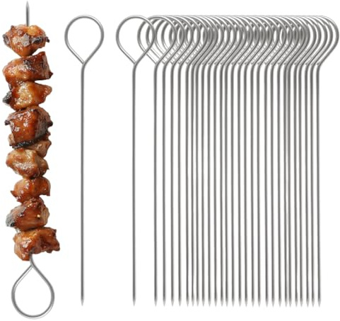 Lot de 60 petites aiguilles à roulade, 10 cm, Réutilisables Pique a Brochette Inox avec œIllets