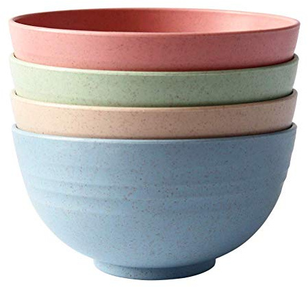 greenandlife Lightweight & Unbreakable Wheat Straw Bowl - Noodle Fruit Soup Bowl Rice Bowls Dishwasher Microwave Safe Cereal Bowl sets 4pcs