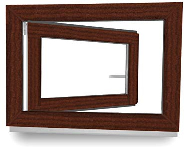 Kellerfenster - Fenster - Dreh- & Kippfunktion - innen mahagoni/außen mahagoni - BxH: 70 x 40 cm - 700 x 400 mm - DIN Rechts - 2 fach Verglasung - 60 mm Profil