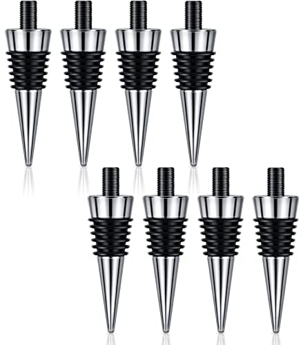 Honeydak 8 Pieces Metal Bottle Stopper Blank Stainless Steel Wine Bottle Stopper Kit Reusable Wine Saver Corks Hardware for Wedding Party Bar Turning