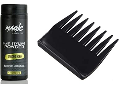 Magic Cosmetics Hair Styling Powder 20gr | Unisex Root Hair Styling Powder | Matt Look | Anti-Gravity Powder Styler & 030 Hair Beard Styling Comb | Flexible | Anti-Static Handle | For Hair and Beard