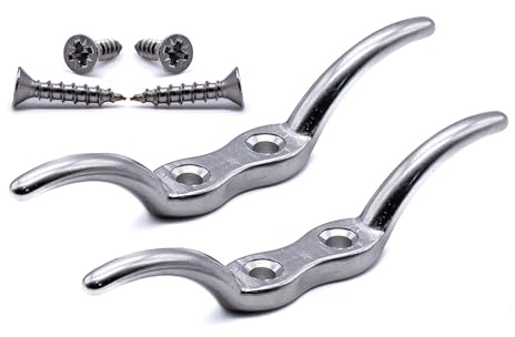 2pcs Flag rope cleat hooks 150mm marine grade stainless steel 316 A4 non rust flagpole blind cord (150mm)