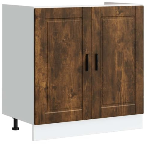 vidaXL Mobile Base lavello Porto Rovere Fumo 80x46x81,5 cm Truciolato, Mobile Base Cucina, lavello Cucina Mobile Base, lavello Base