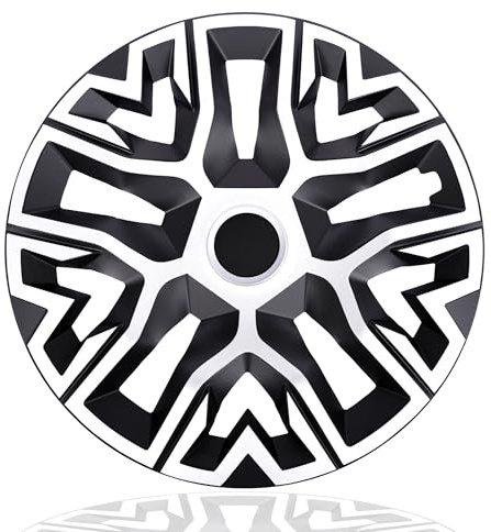 NRM The Best - Ensemble de copricerchi bicolore blanc/noir, 15 pouces, pour jantes en acier, lot de 4 pièces, couleur : Blanc/Noir