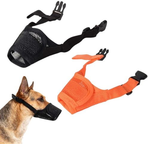 2 Pièces Muselière pour Chiens Muselière Souple Réglable pour Chiens Respirant Muselière en Nylon pour Chien Museliere Anti-Aboiements et Anti-Morsures Museau d'Entraînement (L)