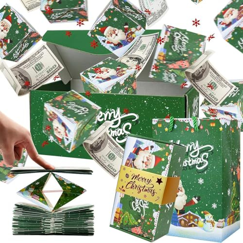 Explosions De Coffret Cadeau Surprise pour Argent, Boîte De Distributeur d'argent, Boîte À Billets De Noël Pliable Et Rebondissant pour Filles Ados Anniversaire Saint-Valentin