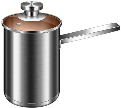 Friggitrice con cestello in acciaio inox 304, pentola friggitrice con cestello filtrante da 2 litri, mini friggitrice ad olio con maniglia, gadget da cucina multifunzionali 2L