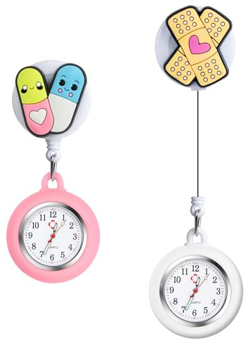 Vicloon Montre de Broche,2pcs Montre à Gousset D'infirmière,Infirmière Montre Broche en Silicone avec Broche pour Infirmières et à Tout Autre Professionnel de la Santé