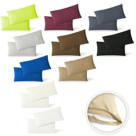 EXKLUSIV HEIMTEXTIL Kissenbezug Hülle Doppelpack mit Reißverschluss 40 x 60 cm Jersey Apfelgrün