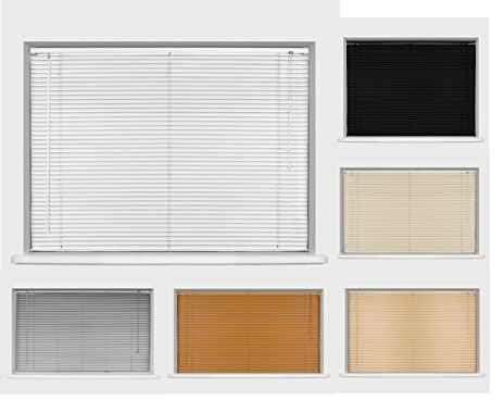 Ruby Deals PVC Window Venetian Blind Blinds Easy Fit Curtains Trimmable Fittings Windows Treatment Shutters Twist Open Close (White-PVC, W 180cm(70.8'') x H 150cm (59)