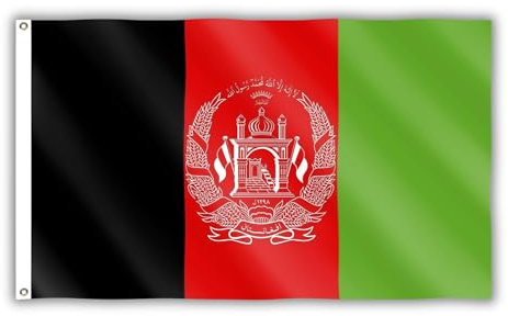 Afghanistan Flag 5ft x 3ft with Brass Eyelets – Polyester Afghan Flag Banner for Cricket Matches, Community Events, Home & Garden Display