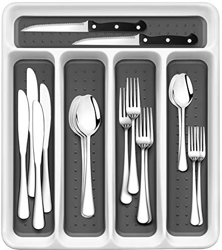 RayPard Set med 20 spegelpolerat silverbestick, diskmaskinssäker, inklusive gaffel/sked med 5 halkfria fack, 20 st