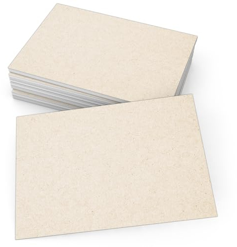321Done Blank Rustic Cards, Made in USA - 4x6 Thick, Heavy Cardstock - Make Invites, Greeting, Note, Thank You Cards - Plain Kraft for Writing, Stamping, Printing, Art - No Envelopes - Set of 50