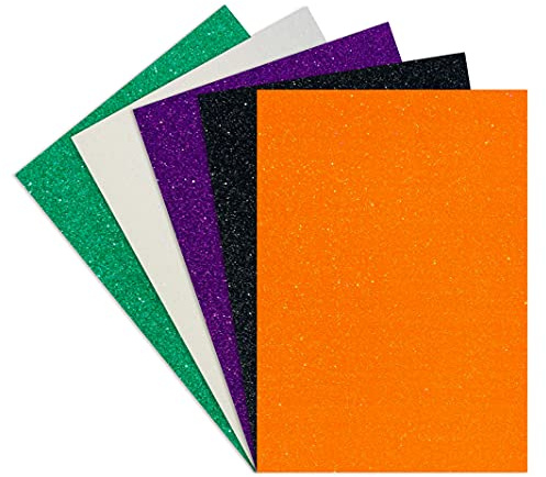 Springboard Coloured Glitter Card 10-Pack - A4 Sheets of 230gsm Coloured Glitter Card for Arts and Crafts with Non-Shed Design for Less Mess - Crafting Supplies - Halloween Assortment