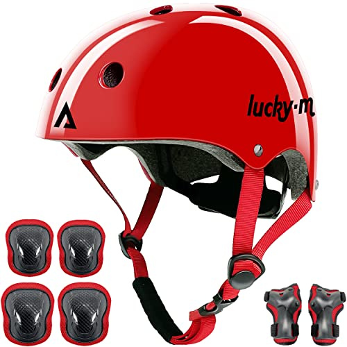 Casco Infantil Ajustable con Rodilleras, Coderas y muñequeras, Juego de Equipo de protección 7 en 1 para niños y niñas, para monopatín, Bicicleta, Patinete, Hoverboard
