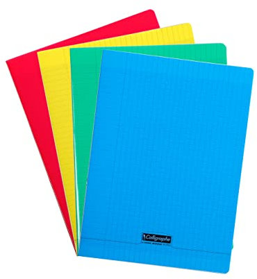 Calligraphe 18060AMZC Lot de 9 Cahiers Agrafés (une Marque de Clairefontaine) - 24x32 cm - 48 Pages Grands Carreaux - Papier Blanc 90 g - Couverture Polypro couleurs assorties