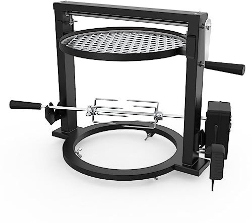 Onlyfire Santa Maria Stil Grill Rotisserie System för Solo Stove 15 Tums Rökfri Eldstad, med Motor, 2 Köttgafflar för Rotisseri och Justerbar Grill