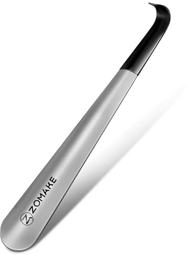 ZOMAKE Shoe Horn Long Handled, 42CM Long Shoehorn Metal for Men Women Elderly Seniors, Extra Long Shoe Spoon Helper Boot Horn for Football Boots (1 pc)