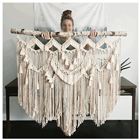 Tenture Murale en Macramé Grande Tapisserie de décoration for la Maison, Tapisserie tissée à la Main Faite de Branches Naturelles et de Fil de Coton, Pendentif de décoration Murale (Size : 150x115cm/