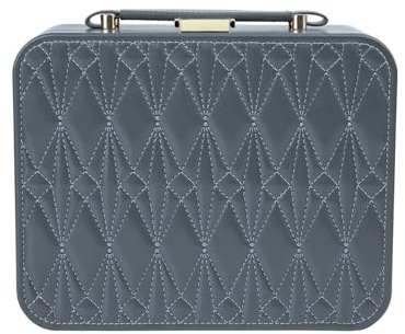 V-LAFUY Travel Jewelry Case Large, Jewelry Box Large Jewelry Travel Organizer Jewelry Case with Handle, Best Gift for women Girls, Grey