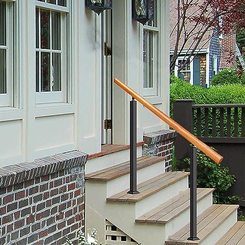 Main Courante en Bois, Rampe D'escalier Extérieure Réglable, Main Courante D'escalier de 1 à 3 Marches, Main Courante D'escalier de Sécurité avec Kit D'installation Pour Béton/Bois/Brique ( Color : Ne