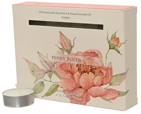 Decoris Duftkerzen Teelichter 38mm x 12 Stück - Wachskerzen mit Pfingstrose Duft - Kerzen aus Wachs als Tischkerzen Gastrokerzen - Teelicht für Hochzeit Ostern Alltag - Creme Weiß