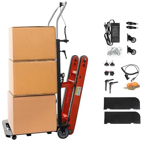 RXFSP Stair Climber Hand Trucks - 441lbs Capacity Electric Hand Trucks 400W Heavy Duty Stair Climber Trolley with Safety Rope for Moving Furniture Logistics Warehouse