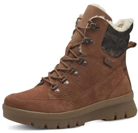Tamaris COMFORT Damen Winterstiefeletten zum Schnüren mit Reißverschluss Gefüttert, Braun (Cognac Suede), 41 EU