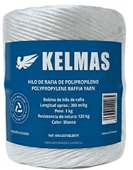 Kelmas - Corda - Spago - Filo - Rafia - 300m - 1kg - 4MM - Corda per Agricoltura - Corda per Giardinaggio - Corda per Pomodori - Corda per Imballaggio - Corda per Artigianato - Corda Bianca