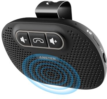 ANSTEN Vivavoce Bluetooth per Auto Microfono Integrato Vivavoce Auto Bluetooth 5.0, Bluetooth Auto può essere utilizzato per GPS, musica, chiamate, controllo del volume, iOS Siri e Vocale Assistant