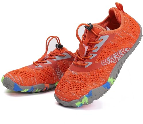 DimaiGlobal Barefoot Shoes Girls Boys Trail Running Shoes Barefoot Quick Dry Water Shoes Breathable Non-Slip for Beach, orange, 34 EU