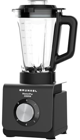 Grunkel batidora de vaso grande familiar BAT-2000 MASTERPRO con vaso extraible de cristal.y 1,5 litros de capacidad. 5 niveles y Turbo