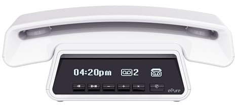 ALCATEL ePure Premium - Cordless Phone DECT With Answering Machine - Classic Design - Smart Display Base - Large Graphic Display - Handsfree - Call Barring - White