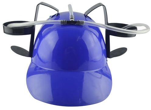 Weduspaty Bierhut Trinken Hut Fun Drink Hut Safer Plastik -Trinkhelm mit Dose Halter und Stroh, lustiger Hut für Bier Soda Party Fußballspiele Neuheit Geschenk Blau, Bierhut
