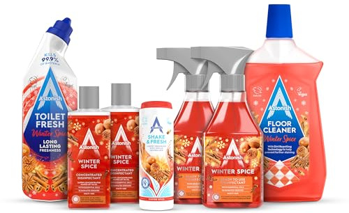 FabFinds Christmas Cleaning Bundle Winter Spice Cleaning Bundle Vegan Cruelty-Free – 7 Piece Set Disinfectant Carpet Freshener Floor & Toilet Cleaner