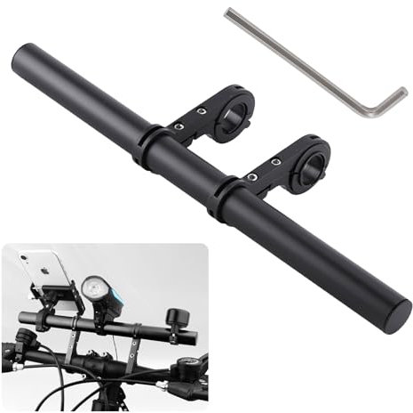LINGJIA Triathlon Lenkeraufsatz, Fahrradlenkerverlängerung, 30cm Fahrradlenkerzubehör,Aluminium Lenkerverlängerung, Lenkerhebelverlängerung, Taschenlampenhalter, für Taschenlampe, Handy, Kamera