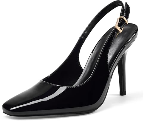 Zhabtuc Zapatos de Salón con Tira Trasera, Punta Cuadrada, Tacones de 8,5 cm, Exquisitos y Elegantes para Noche