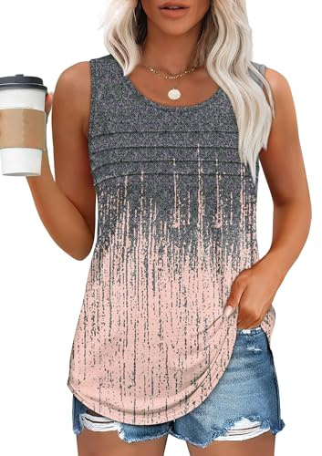 Chicrise Canottiera Donna Estiva Basic Tunica Senza Maniche Allentata Blusa Elegante Leggero Multicolore Piccolo 34-36