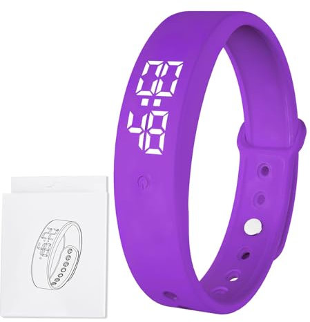Cncedi Leises Vibrationsalarm-Armband für Personen mit Partner/Neugeborenen/Kindern, 6 × Alarme, Pillenerinnerung, Wecker, Armbanduhr, 3 × fache Temperaturmessung für Tiefschläfer/Hörgeschädigte
