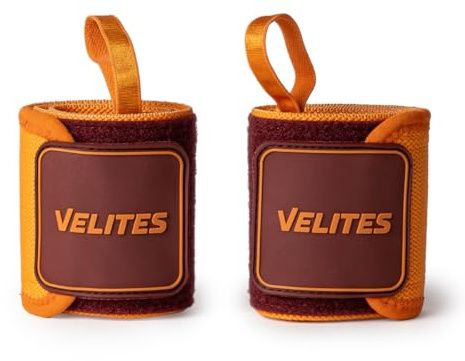 Velites Muñequeras Flexibles de Nylon | Protección para Tus muñecas | Resistente, Cierre con Velcro | Entrenamiento Funcional, fureza, halterofiilia, Gimnasio (Orange)