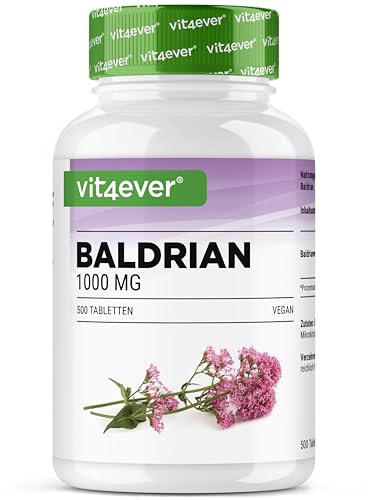 Valeriana – 500 compresse – 1000 mg per porzione giornaliera – vera radice di valeriana – oltre 8 mesi di scorta – senza additivi inutili, ad alto dosaggio, vegano