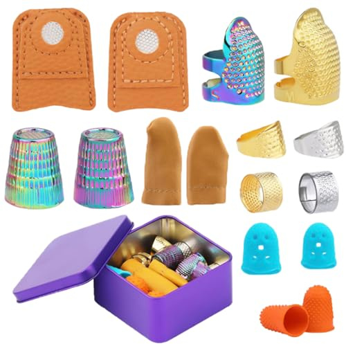 LAGUOE Set di ditali da cucito in gomma per dita in silicone anelli per monete ditali per dita ditali protezione ditali per trapuntatura