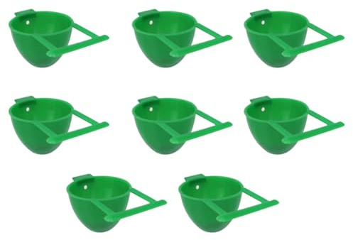 CVUTOVO Set 8 Unitá Contenitori Rotondi per Cibo e Acqua per Pappagalli Piccoli in Plastica Verde per Gabbie di Uccelli e Inseparabili