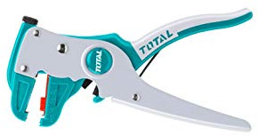 TOTAL - Trådskalare | 85 mm, perfekt för elektriker | Trådavskalare för exakt skalning eller kapning av kablar, 0,5 till 6 mm ihålig axel | grå turkos plast